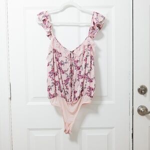 Intimately Free People Take It Away Pink Floral Bodysuit Anthropologie Medium